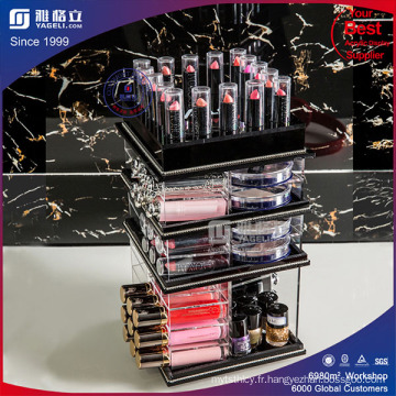 Black Spinning Acrylic Makeup Organizer Holder